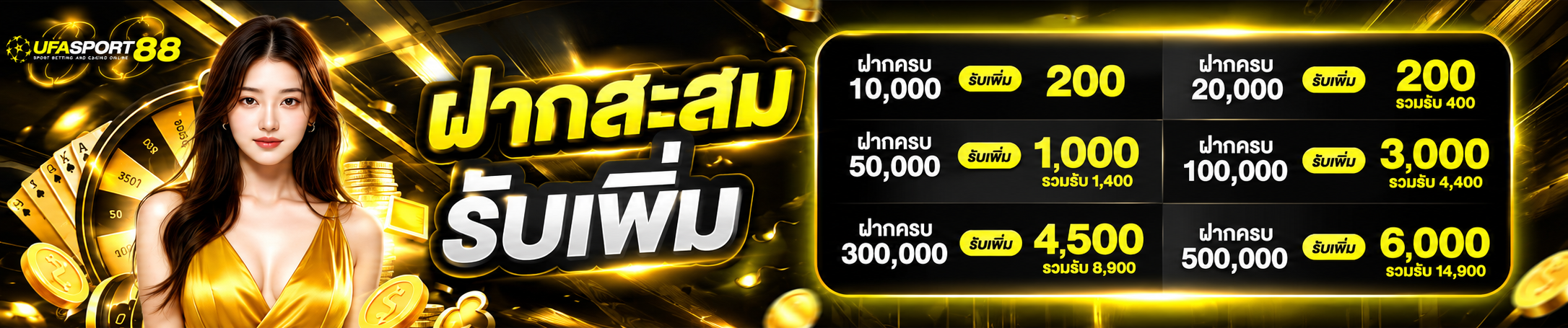 ฝากครบ 500,000 รับเพิ่ม สูงสุด 14,900